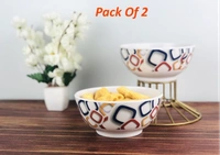 Go Hooked Printed Designer Melamine Soup Bowls/Cereal Bowls/Snacks Bowls/Mixxing Bowls/Salad Bowls/Fruit Bowls-400ml-Pack of 2 - 400 ml, Melamine, Bowl, Pack of2
